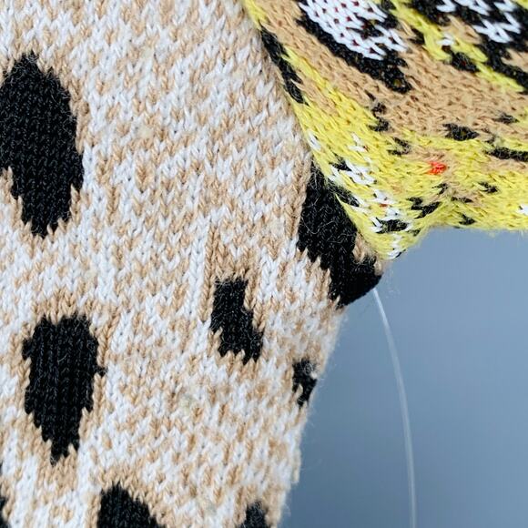 M Khaki Black White Viscose Blend Distressed Oversized Mixed Patterns Cardigan - Picture 5 of 16